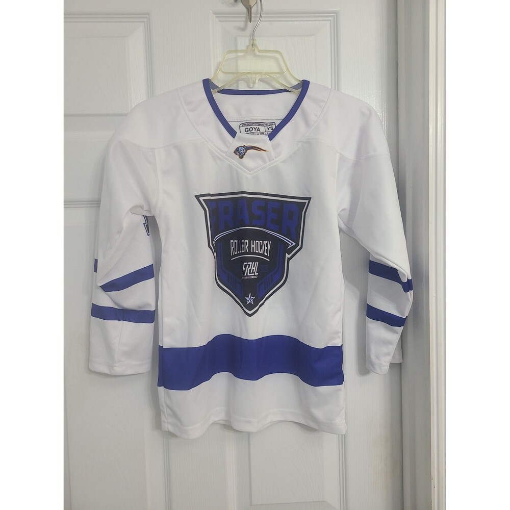 Fraser Roller Hockey League FRHL Youth Small Jersey White Blue Goya Sport
